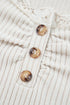Lace Trim Button Henley Lettuce Edge Ribbed Top